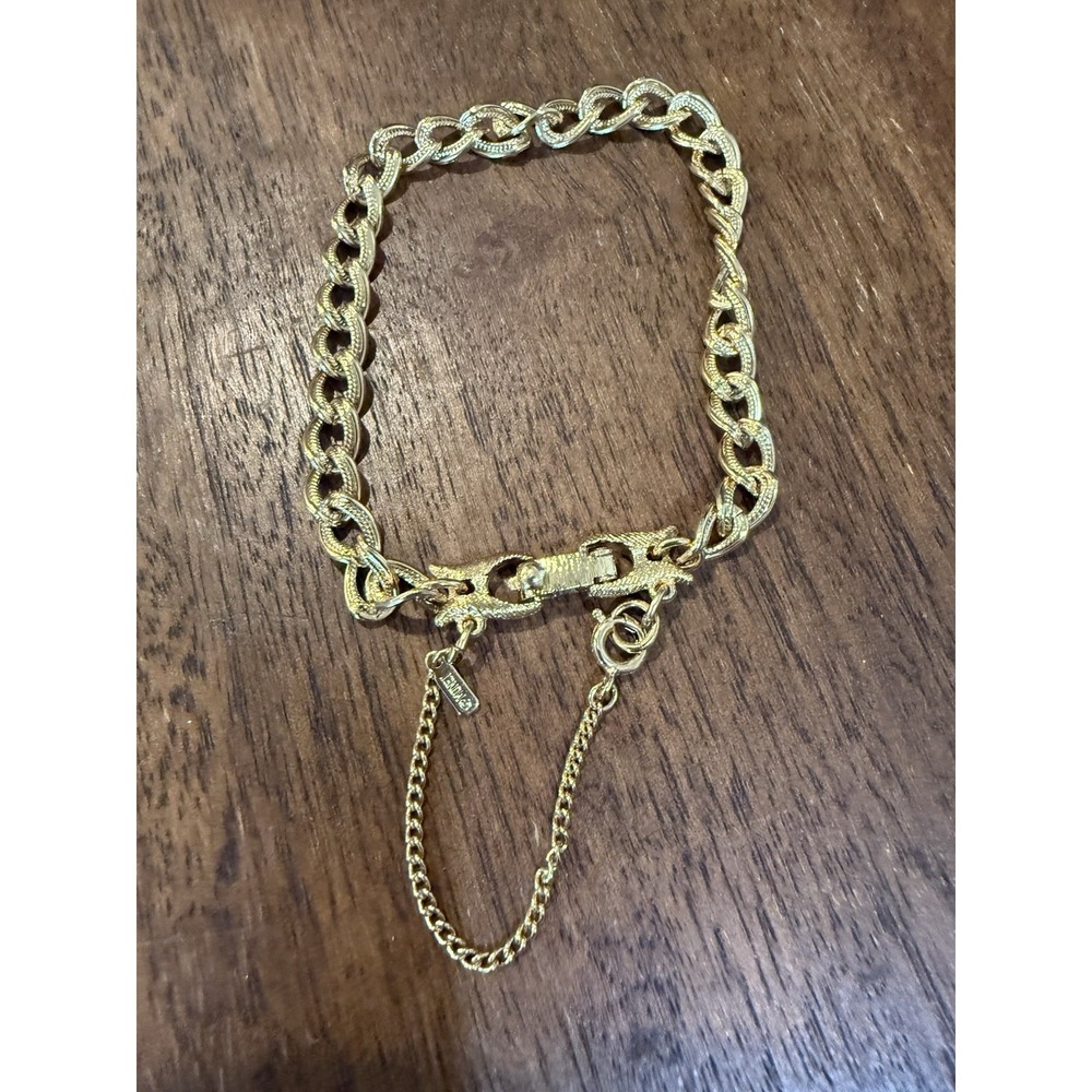 Vintage MONET Accessories Chain Bracelet Gold Tone Safety Chain Signed Estate
